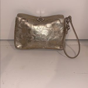 Coach Soft Leather Gold Wristlet